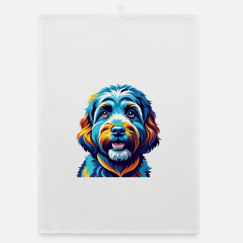 Cockapoo Dog Breed Colorful Cartoon Kawaii Organic dish towel