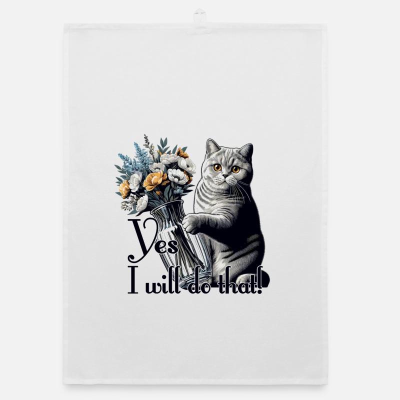 BKH Britisch Kurzhaar Katze Vase umkippen Geschenk Organic Geschirrtuch