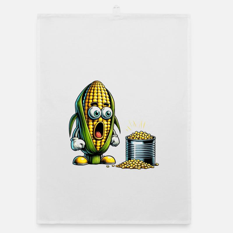 Funny corn design Organic dish towel