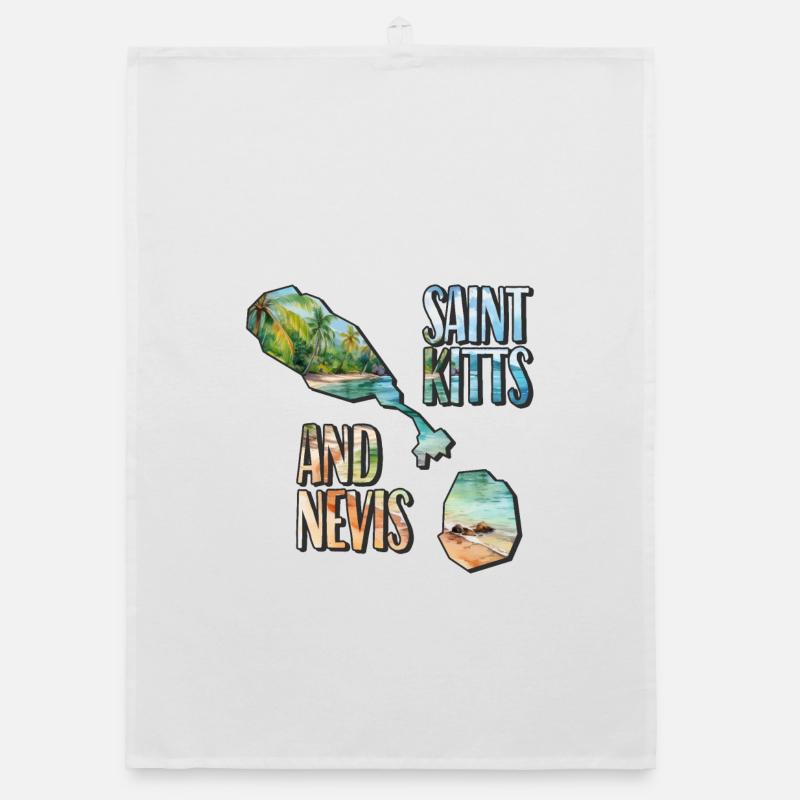 Carte à l’aquarelle Saint-Kitts-et-Nevis Torchon bio