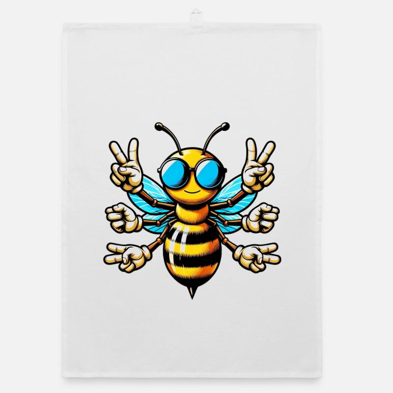 Bee with Sunglasses Organic dish towel