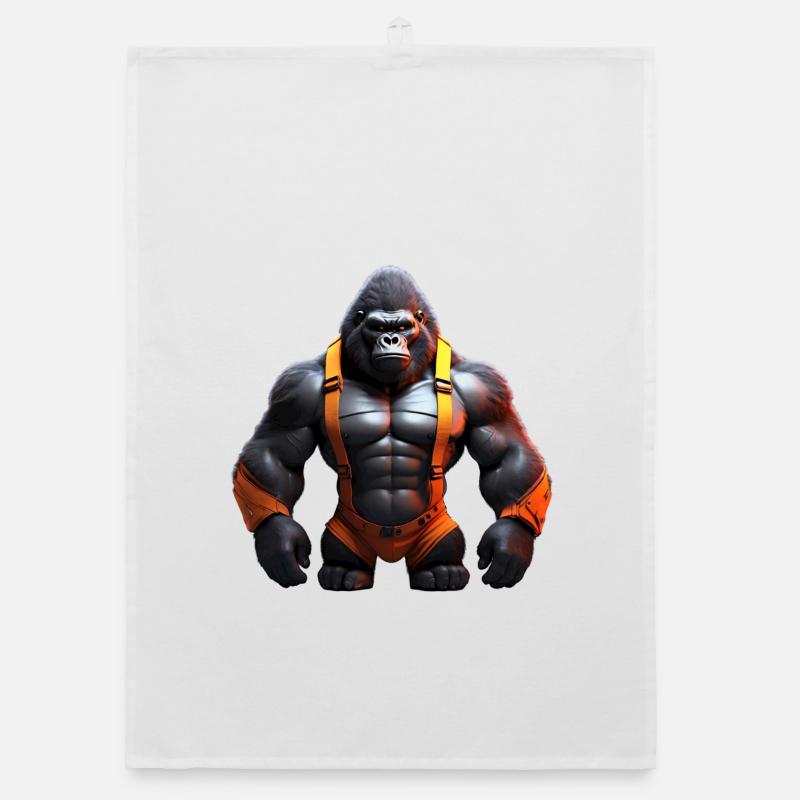Gorilla Force Primate ideal gift - Organic dish towel - white