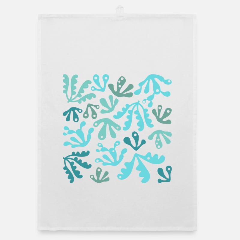 Abstrait Corail L Bleu Turquoise Tons Torchon bio