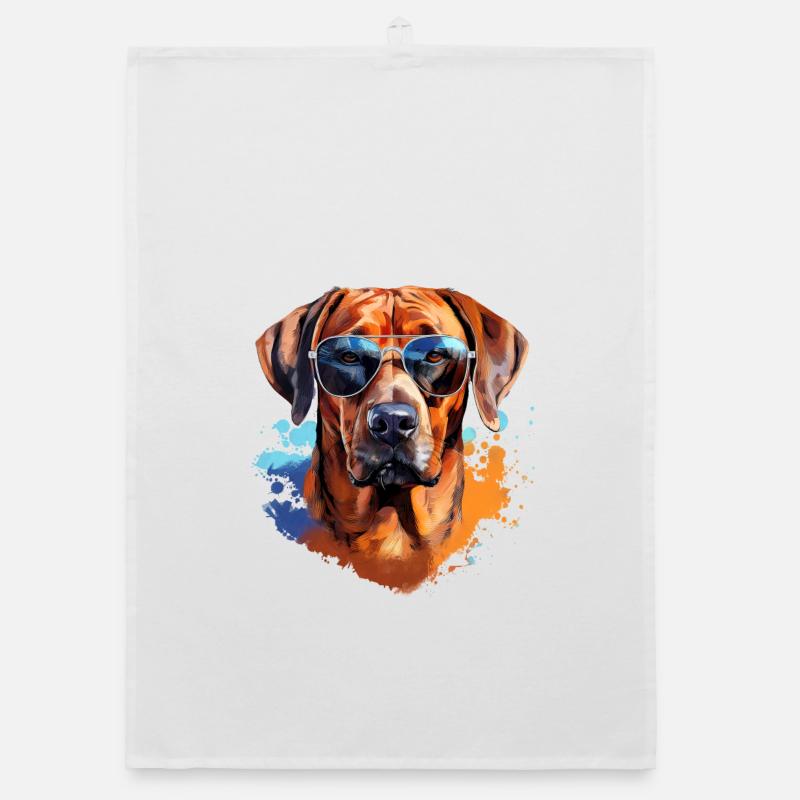 Rhodesian Ridgeback avec lunettes de soleil Torchon bio