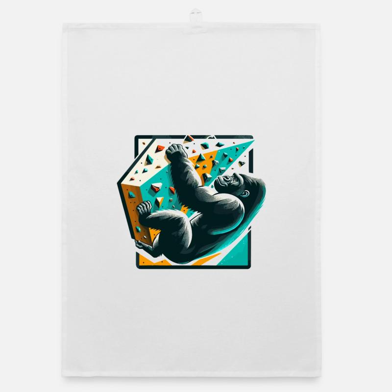 Bouldern Gorilla Geschenk Organic Geschirrtuch