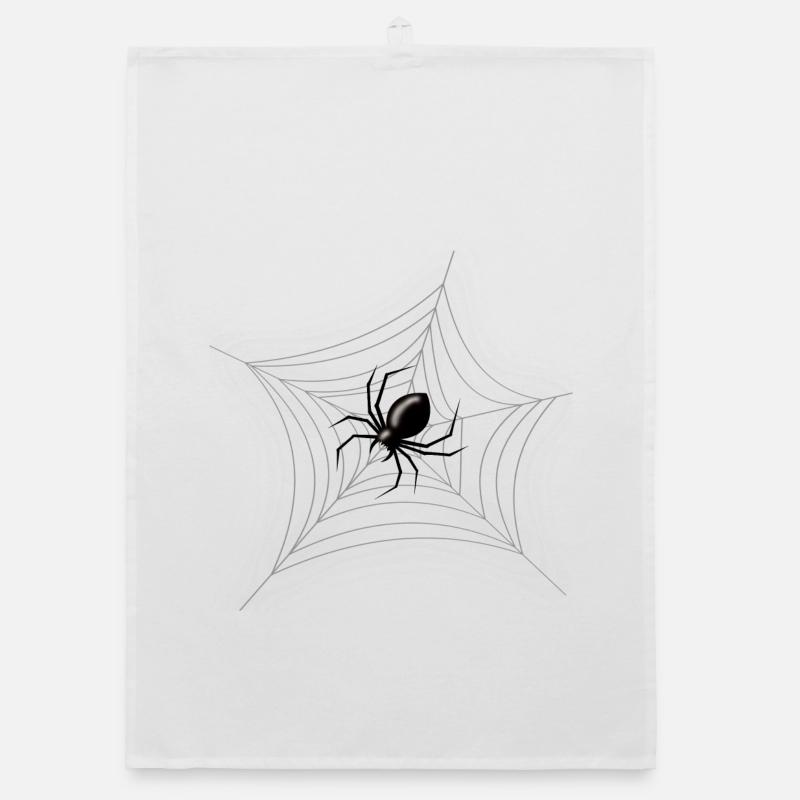 Scary Halloween Spider in its Web Organic dish towel