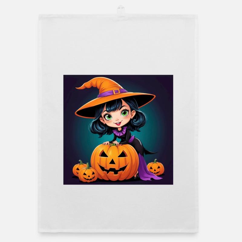 Sorcière d’Halloween Torchon bio