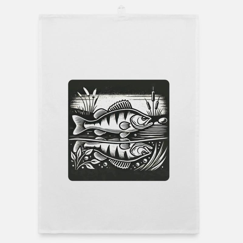 Perch predatory fish design Organic dish towel