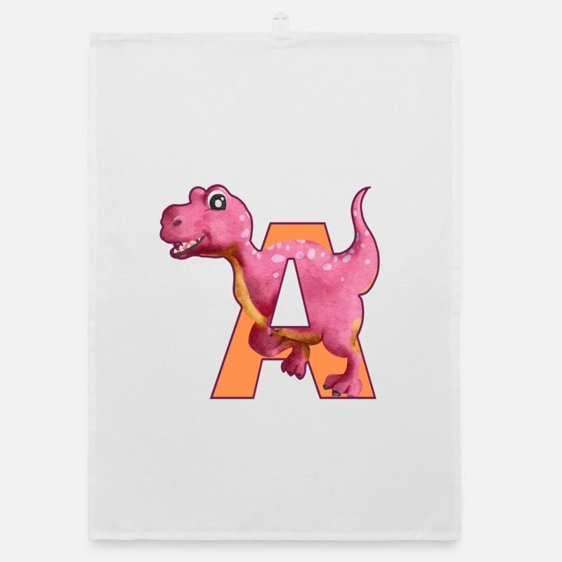 A - DINOSAUR, customizable Organic dish towel