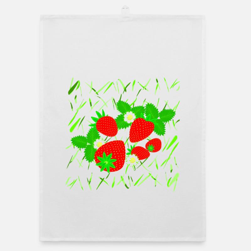 Strawberries in different sizes Organic dish towel