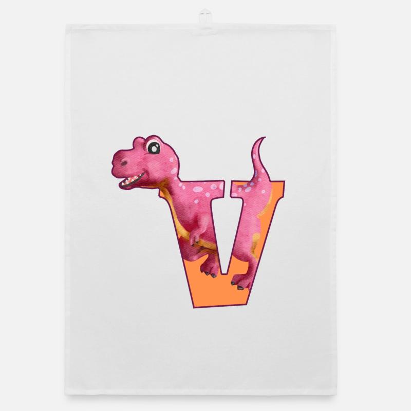 V - DINOSAUR, customizable Organic dish towel