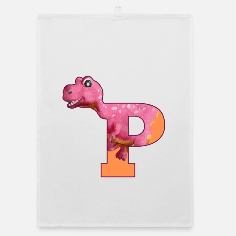 P - DINOSAUR, customizable Organic dish towel