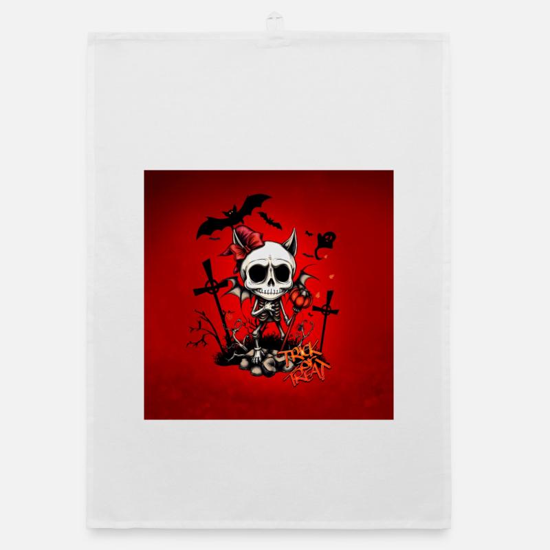 Pumpkin magic and fun with bones. Organic dish towel