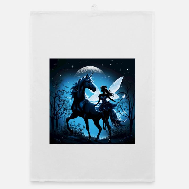 Die Fee und das Einhorn: Ein nächtliches Abenteuer. Organic Geschirrtuch