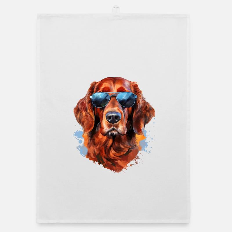 Irish Setter mit Sonnebrille Organic Geschirrtuch