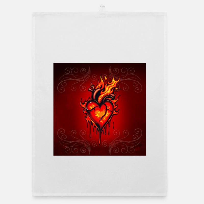 Flammendes Herz. Organic Geschirrtuch