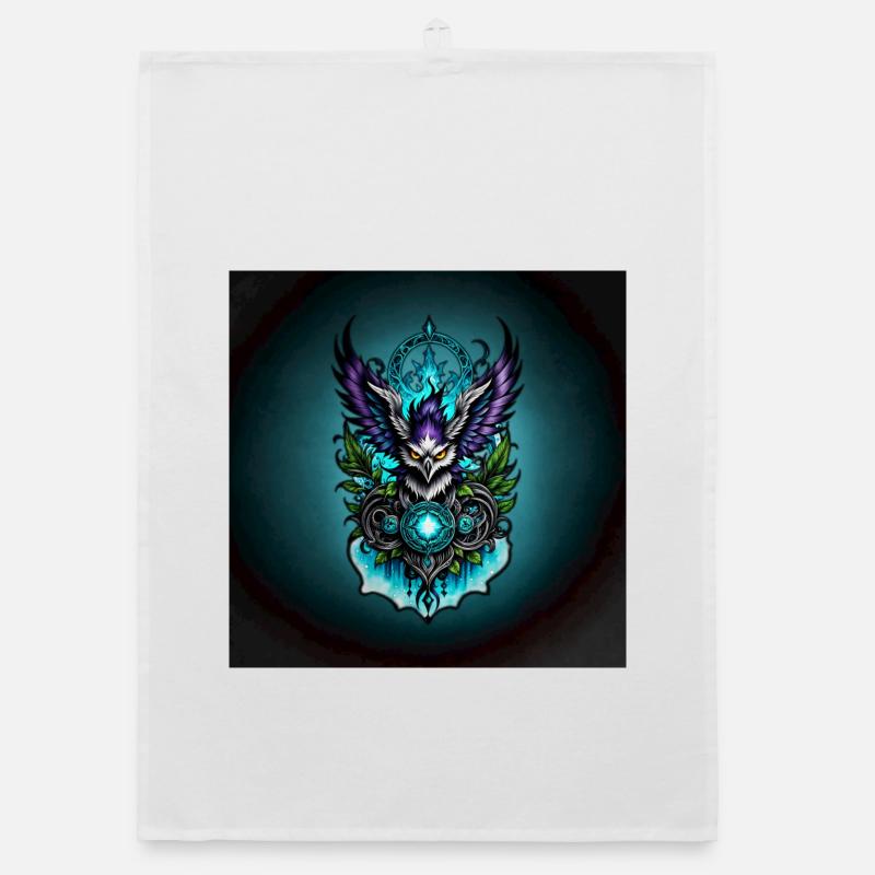 Eule mit magischen Elementen. Organic Geschirrtuch