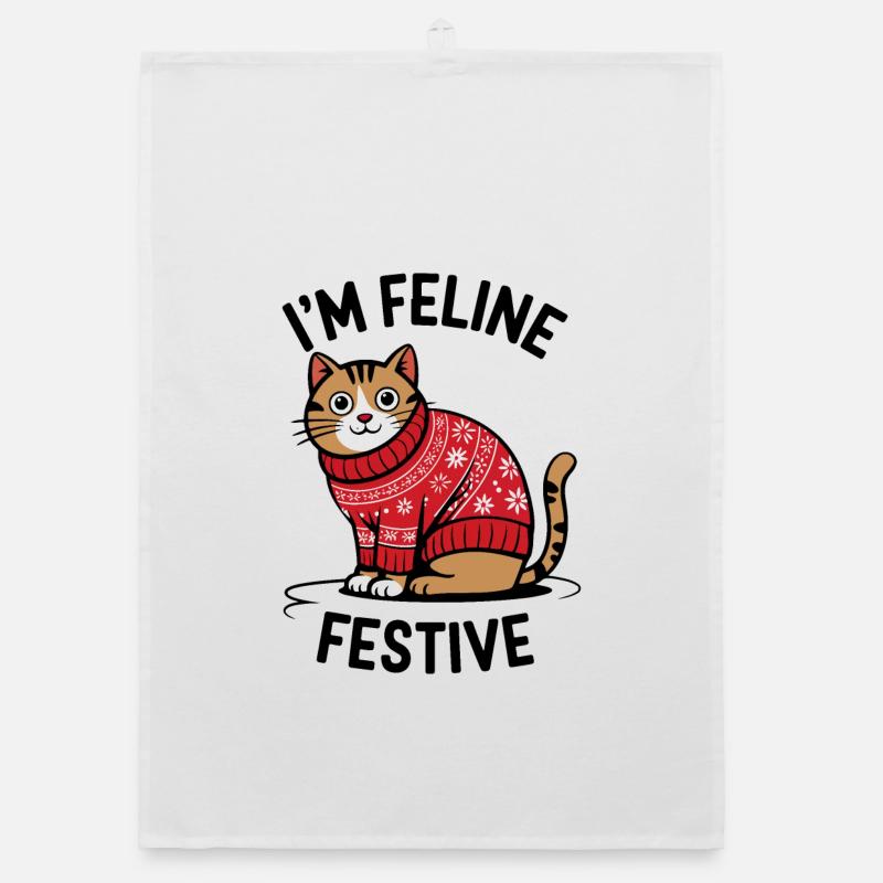 Chat festif avec pull de Noël Torchon bio