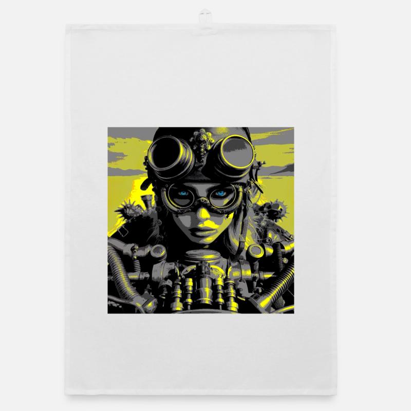 Steampunk Biker Organic dish towel
