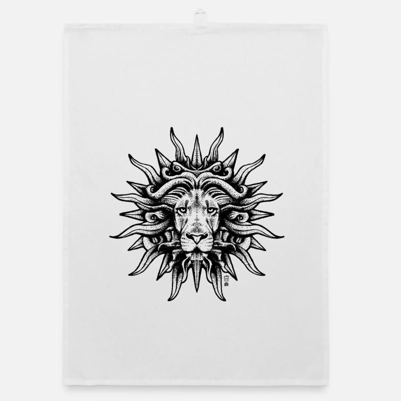 Löwe Sonne - Organic Geschirrtuch - Weiß