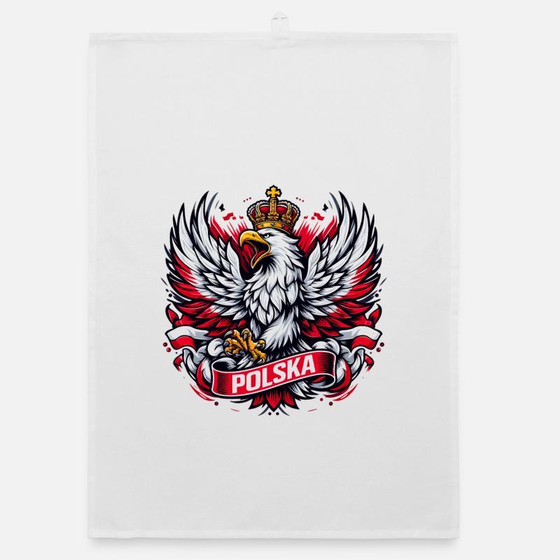 Pologne Polska aigle emblème drapeau drapeau cadeau - Torchon bio - blanc