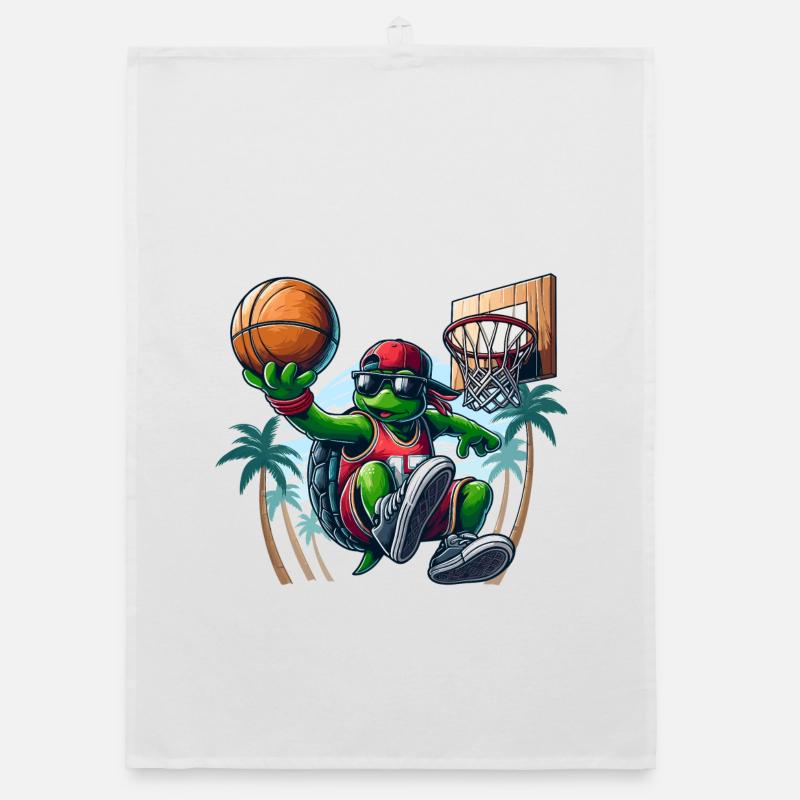 Basketball Turtle Dunking Cool Gift Organic dish towel