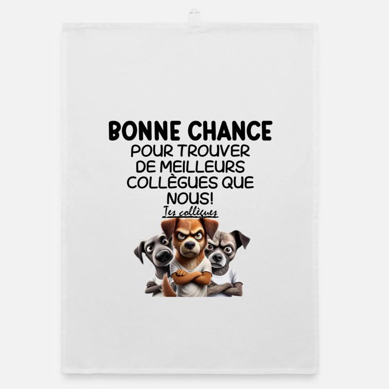 Trio de chiens mécontent cartoon - Torchon bio - blanc
