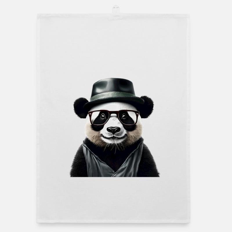 Panda élégant avec accessoires Torchon bio