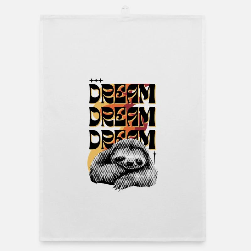 Dream Dream Dream – Retro Sloth Organic dish towel