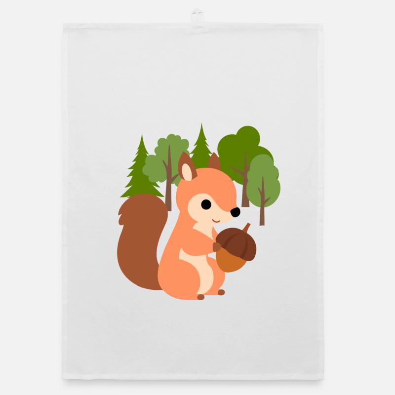 Squirrel with nut Organic dish towel