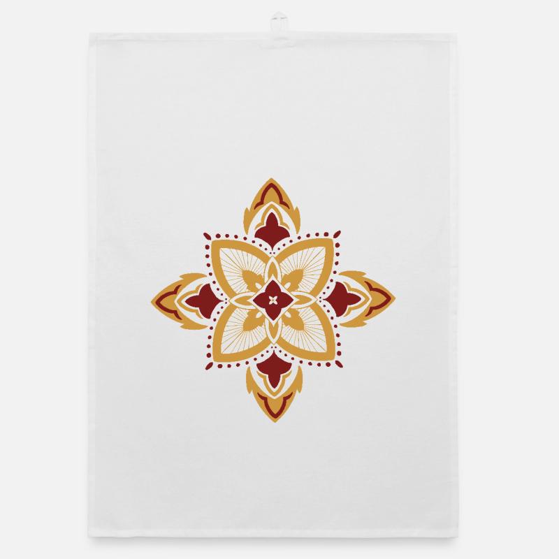 oriental pattern morocco gold red Organic dish towel