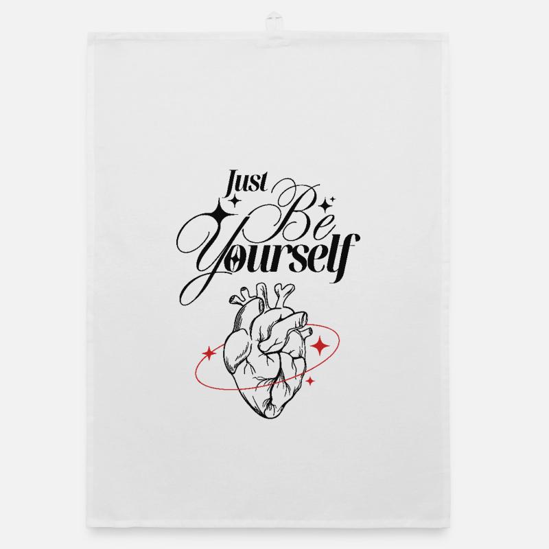 Soyez simplement vous-même – Cœur et lettrage Torchon bio