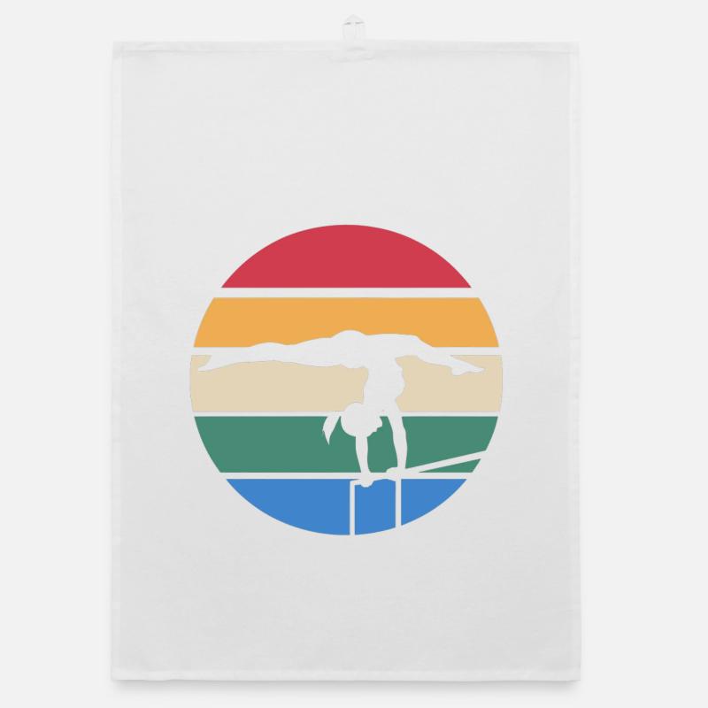 Silhouette de coucher de soleil sur poutre d’équilibre - Torchon bio - blanc