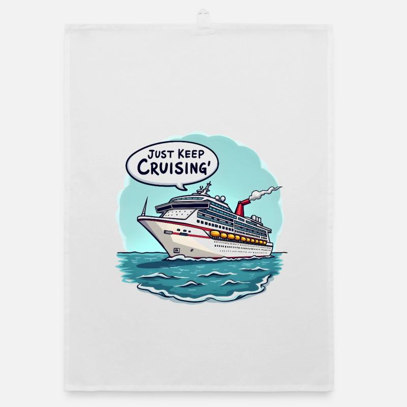 Just Keep Cruising' - Organic Geschirrtuch - Weiß