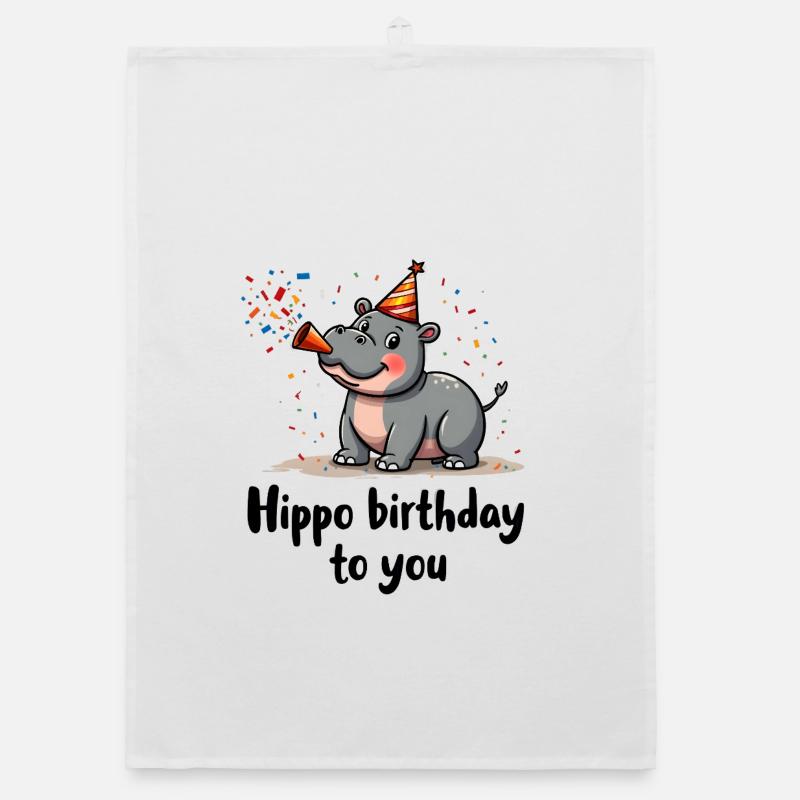 Anniversaire hippopotame à vous Torchon bio