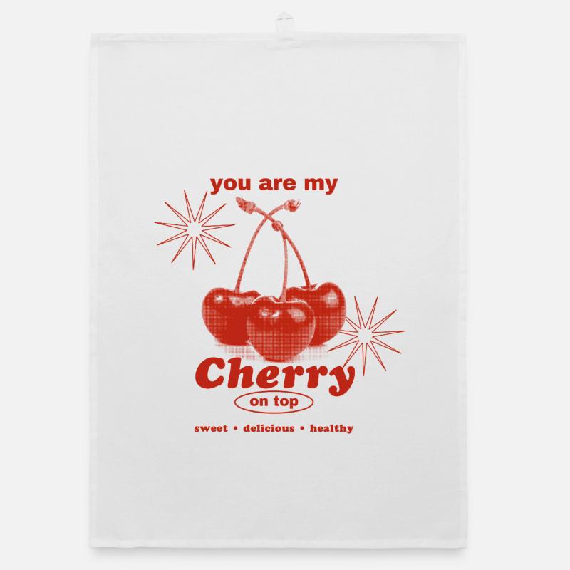 Cherry on Top – Süße Perfektion - Organic Geschirrtuch - Weiß