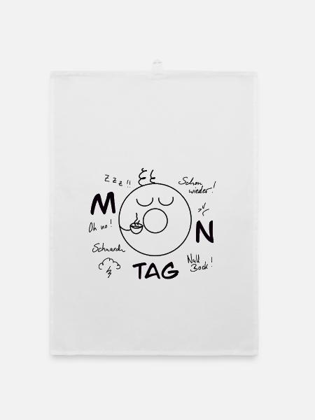 Monday Blues - Organic dish towel - white - Front