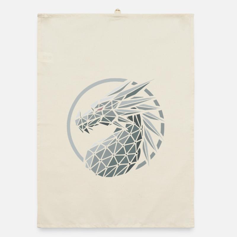 Blaue Polygone Drachenkopf Organic Geschirrtuch