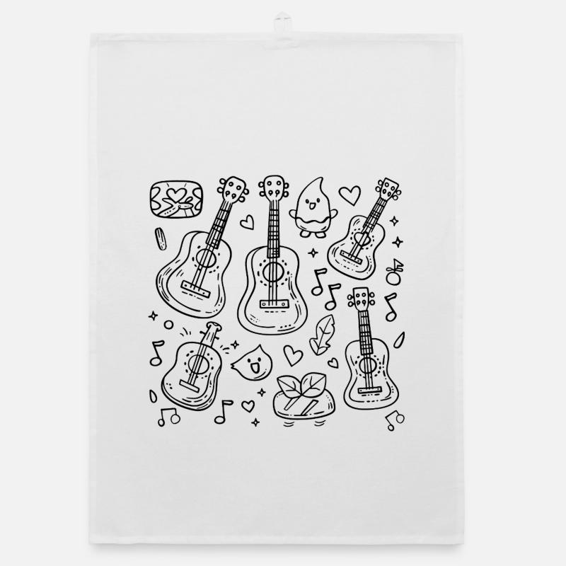 Ukulele Comic Style Organic dish towel