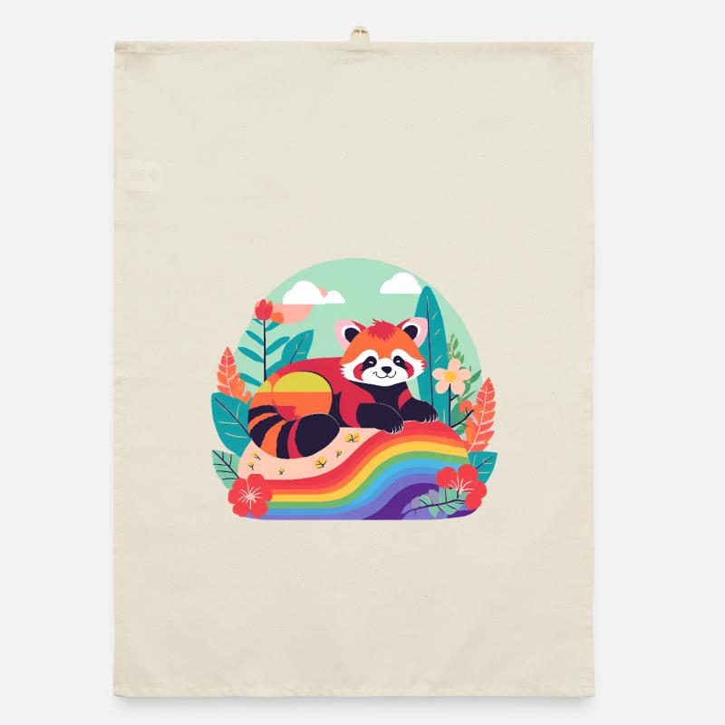 Regenbogenpanda in Ruhe Organic Geschirrtuch