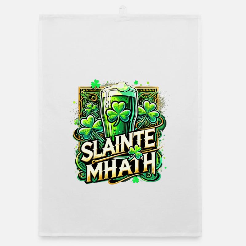 Cadeau de la Saint-Patrick Slainte Mhath Irlande Torchon bio