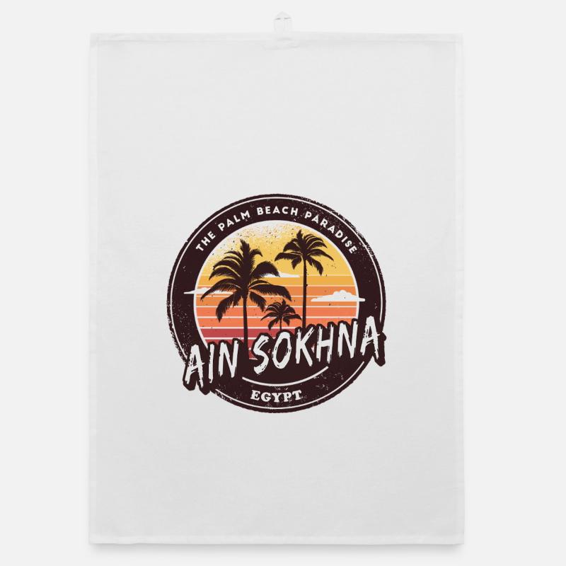Ain Sokhna Egypt Beach Palm Trees Design Organic dish towel