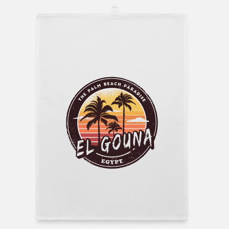 El Gouna Egypt Vintage Palm Tree Design Organic dish towel