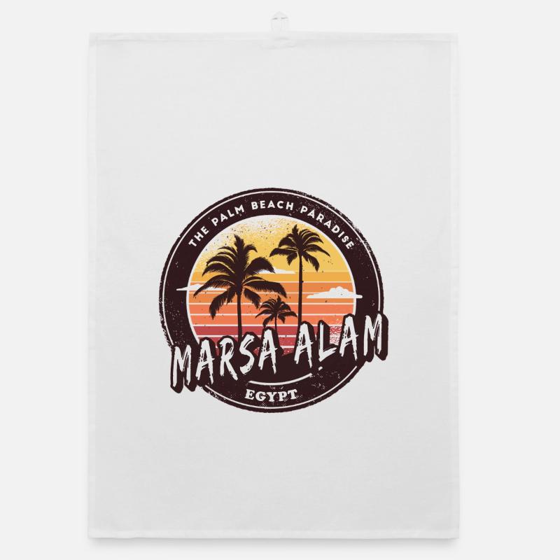 Marsa Alam Egypt Vintage Palm Tree Design Organic dish towel