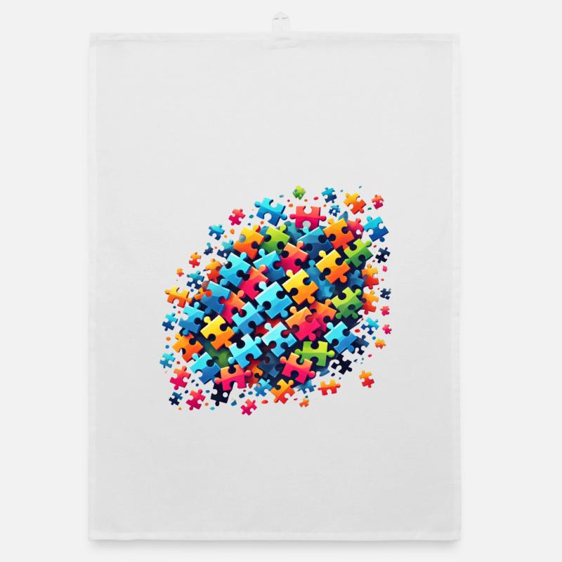 Conception de puzzle coloré pour l’expression créative Torchon bio