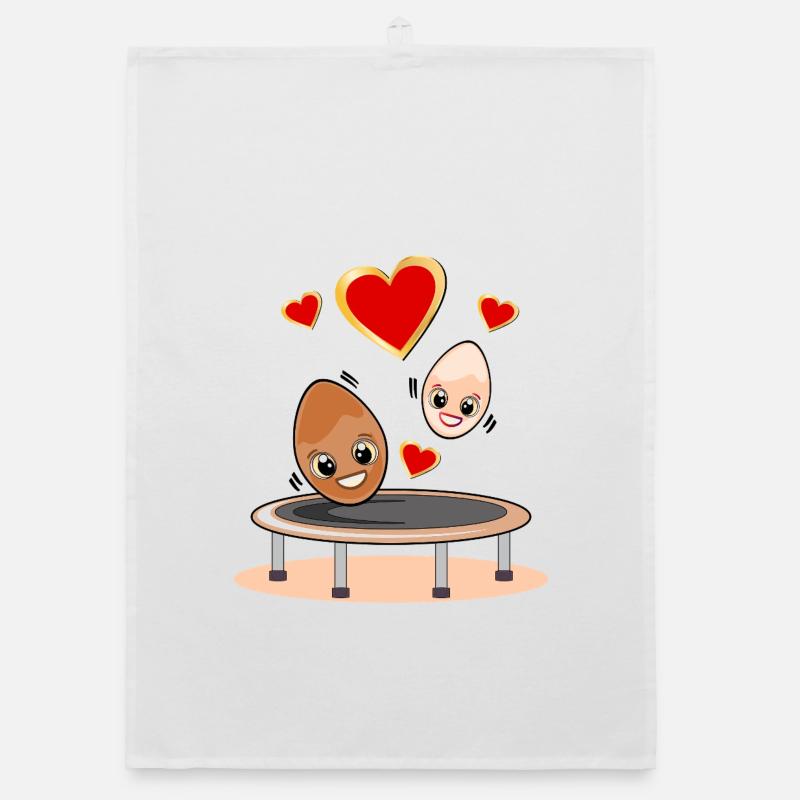 TRAMPOLINE LOVE HEART EASTER EGGS Organic dish towel