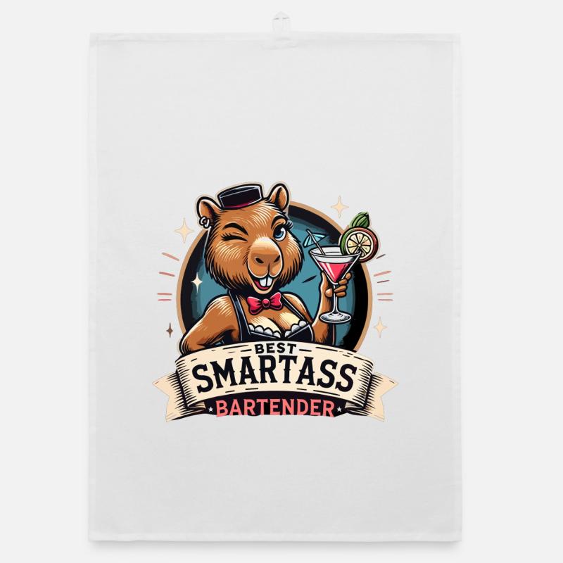 Bartender Barmaid Capybara Capy Gift Organic dish towel