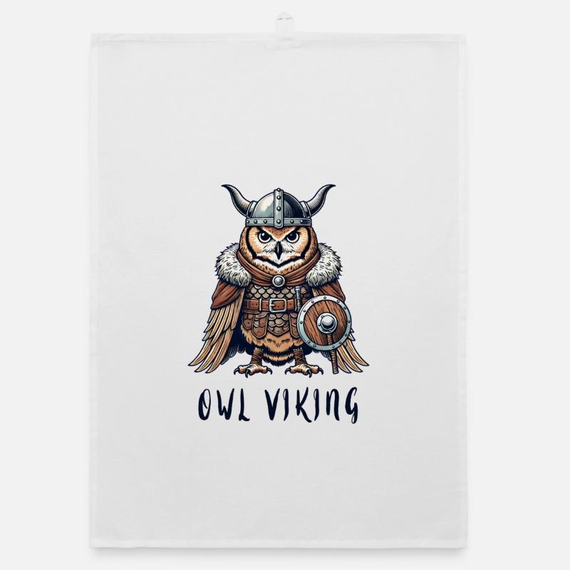 Owl Viking – The Winged Warrior Organic dish towel