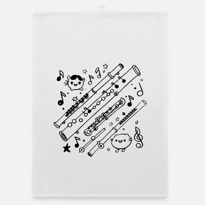 Flöten Comic Organic Geschirrtuch