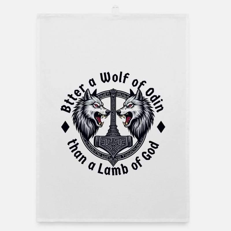Lieber ein Wolf Odins als ein Lamm Gottes - Organic Geschirrtuch - Weiß